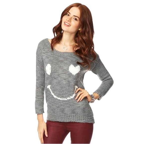 Aeropostale Wool Sweater Womens S Gray Soft Girl Y2K Casual Chic Lounging School - Picture 1 of 9